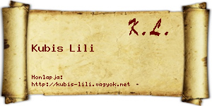 Kubis Lili névjegykártya